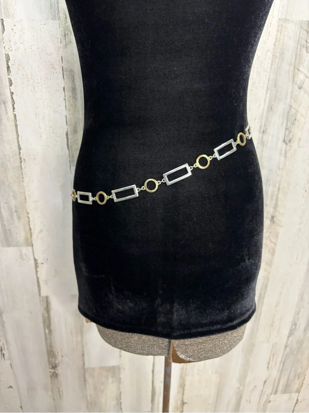 Vintage Gold and Silver Geometric Chain Belt